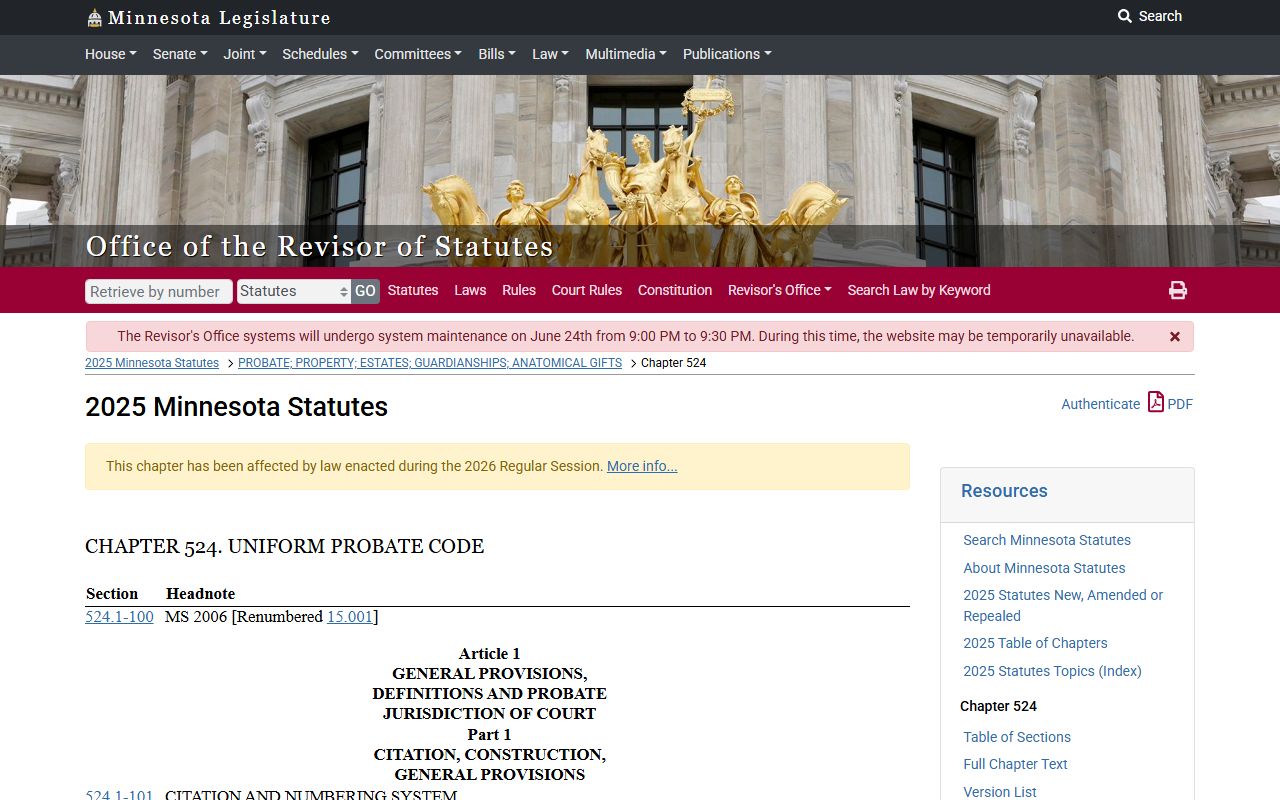 Minnesota Uniform Probate Code chapter.